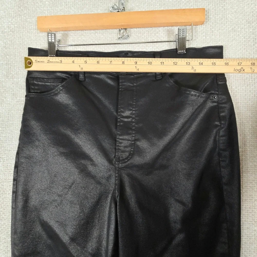 Express Womens Black Coated‎ Super High Rise Flare Pants Size 12R Faux Leather